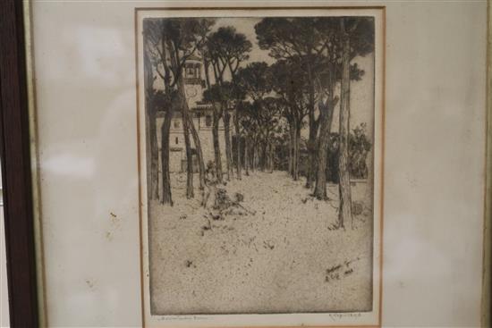 Robert Charles Goff (1837-1922) 4 etchings Largest 5 x 11in.
